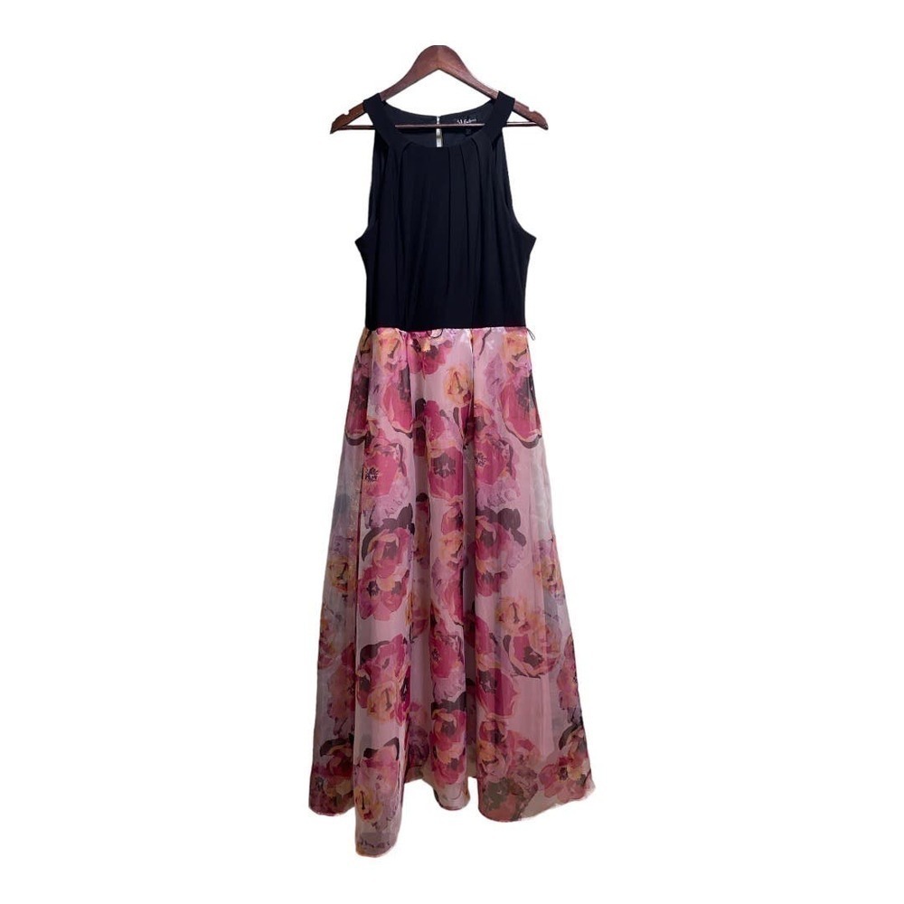 Gorgeous pink & black floral gown, sleeveless SZ 16‎ by S.L. Fashions PROM DRESS